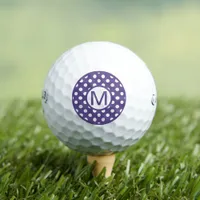Cute Purple and White Polka Dots Monogram Golf Balls