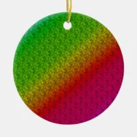 Floral Green Red Rainbow Gradient Diagonal Blend Ceramic Ornament