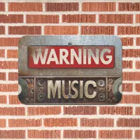 Industrial Rusted Patina "Warning Music" Sign