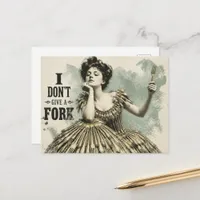 Funny Vintage Woman in a Fork Dress  Postcard