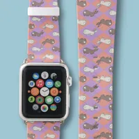 Cute Bunny Rabbit Pink and Purple Pastel Argyle  Apple Watch Band