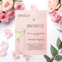 Pearls Prosecco pink elegant Bridal Shower Invitation