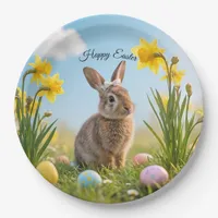 Cute Easter Bunny and Daffodil  Paper Plates