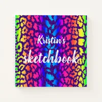 Colorful Animal Print Abstract Name Sketchbook Notebook