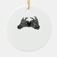 Skeleton Heart Hands Clean Graphic Mood Ceramic Ornament