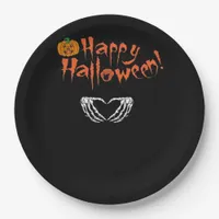 Spooky Skeleton Hands. Happy Halloween.  Paper Plates