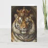 Gorgeous Tiger in a Gold Ruby Crown Card