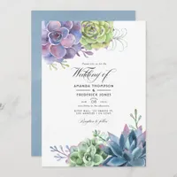 Watercolor Desert Cactus Succulents Wedding Photo Invitation