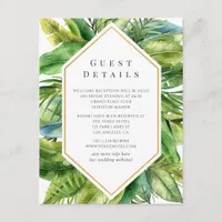 Tropical Summer Beach Wedding Guest Details Enclosure Card
