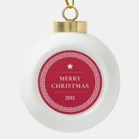 Elegant Merry Christmas Modern Holiday Keepsake Ceramic Ball Christmas Ornament