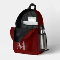 Personalize Monogram Initial Name Dark Red Printed Backpack