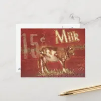 Vintage Dairy Cow 15 cent milk Postcard