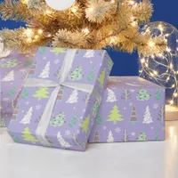 Christmas Tree Pattern Violet and Lime ID175 Wrapping Paper