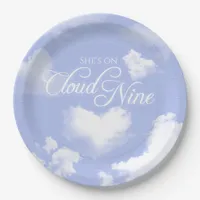 Cloud Nine Heart Clouds Blue Sky Bridal Shower Paper Plates