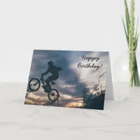 Birthday Card: Guy doing Tricks on Bike Card