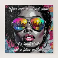 Inspirational Quote and City Woman Jigsaw Puzzle