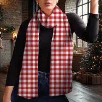 Red  and White Buffalo Plaid Christmas Scarf