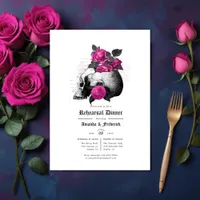 Hot-Pink and Navy Blue Gothic Rehearsal Dinner Invitation