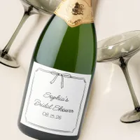 Elegant Coquette Hand Drawn Bow Cute Bridal Shower Sparkling Wine Label