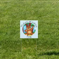 Bear in Grassland Kids Birthday Yard Sign