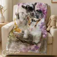 Baby Goats in Autumn Foliage 2 Fleece Blanket
