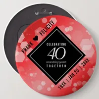 Elegant 40th Ruby Wedding Anniversary Celebration Button