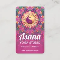 Fuchsia Pink & Green Mandala Balance Yoga New Age Business Card