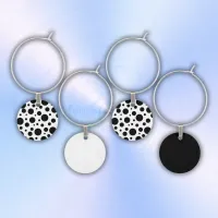 Black Polka Dots on White | Wine Charm