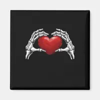 Skeleton Hands Holding A Red Heart Warm Highlight Magnet
