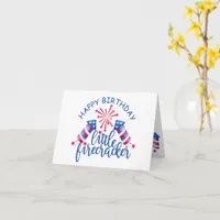 Watercolor Little Firecracker 4th of July Birthday Card