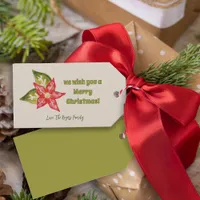 Christmas Kitschy Red Green Poinsettia Nostalgic Gift Tags