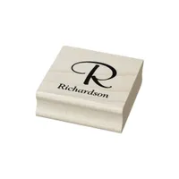 Elegant Script Monogram with Name Rubber Stamp