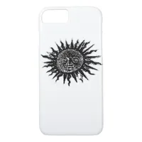 Medieval Sun Engraving - Whimsigoth Aesthetic - Wh iPhone 8/7 Case