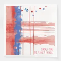 Abstract Watercolor Design with Customizable Space Paper Dinner Napkins