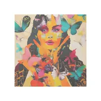 Woman and Butterflies Mixed Media Gallery Wrap