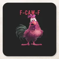 F-Caw-F-Chicken Essential Aesthetic Unique Square Paper Coaster
