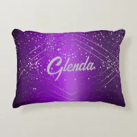 Modern Purple Brushed Metal with Silver Monogram | Accent Pillow