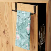 Flamingo Orchid Tropical Pattern Teal ID868 Kitchen Towel