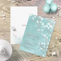 Watercolor Snowdrops Bridal Shower Teal ID726 Invitation