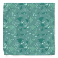 Stingrays Pattern Cool Blue Ocean Print Bandana