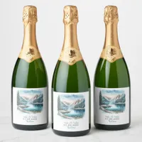 Winter Lake Wedding Sparkling Wine Label