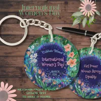 Watercolor Floral Women's Day Keychain