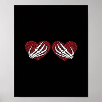 Red Heart Skeleton Hands Classic Design Poster