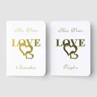 Romantic Love & Interlocking Hearts Gold Foil Vow Books