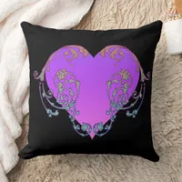 Elegant, Romantic Purple Heart with Flourish Throw Pillow