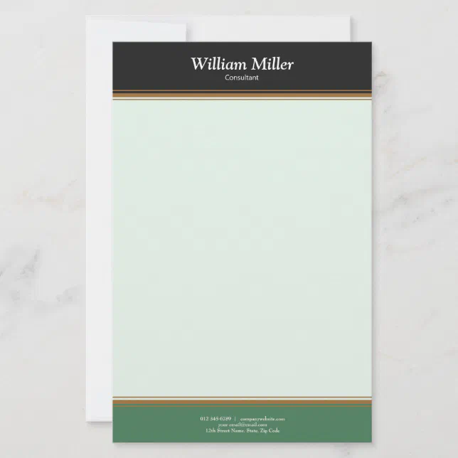 Modern Minimalist Black Green Stripes Stationery