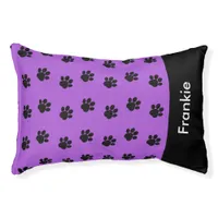 Purple Black Paw Prints Personalized Dog Pet Bed