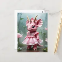 Baby Dino in a Pink Dress Postcard