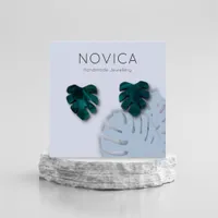 Elegant Monstera Leaf Earring Display Card