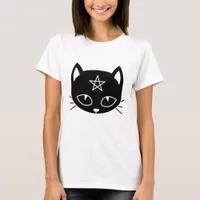 Black Kawaii Pagan Cat T-Shirt